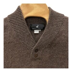 Peruvian Connection 100% Alpaca Knit Sweater Mens XL Shawl Collar Brown *Flaw